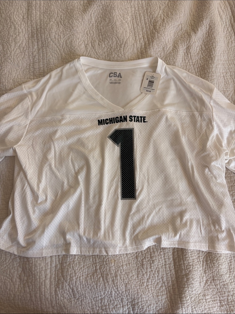 Michigan State #1 White Cropped Mesh Jersey CSA